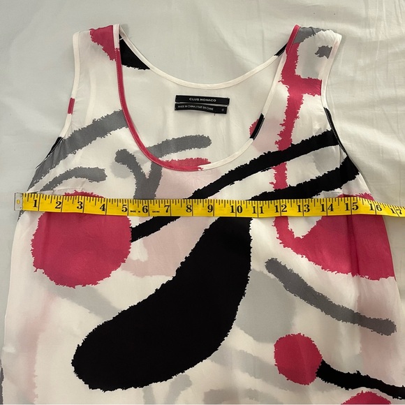 Club Monaco White Pink Black Viscose Party Dress Size 0 - Small - Picture 6 of 10